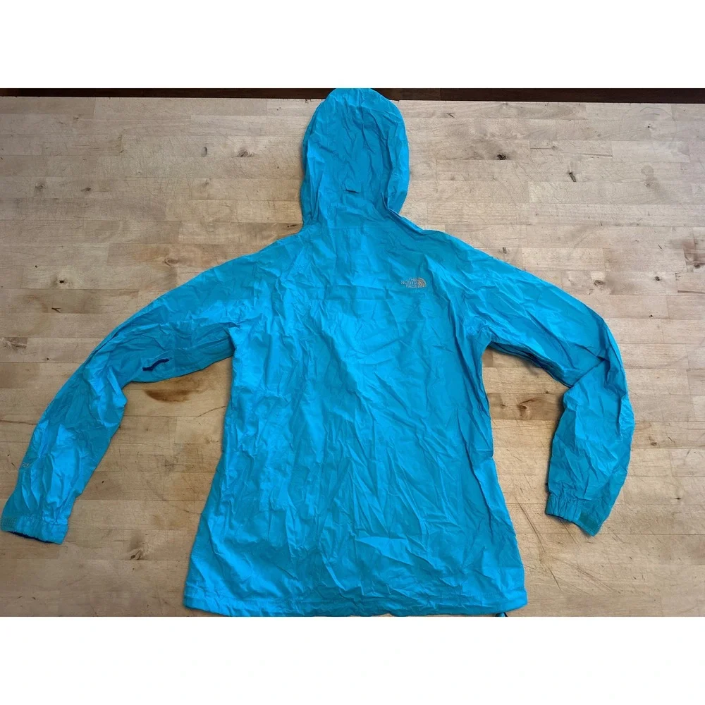 The North Face Womens Turquoise‎ Blue Rain Jacket Hooded Lightweight - S